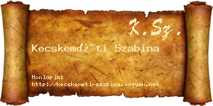 Kecskeméti Szabina névjegykártya